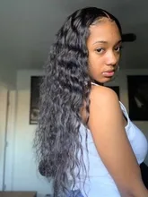 180% de la onda de agua peluca con malla Frontal transparente Frontal de encaje pelucas mojado y ondulado frente de encaje pelucas de cabello humano T parte rizado Peluca de cabello humano