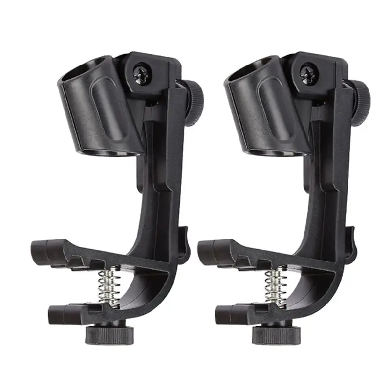 Microphone Stand Microphone Mount Clamp Microphone Shock Mount Microphone Clip Holder Adjustable Clip On Drum Rim Shockproof Mount Microphone Mic Clamp Stand Holder