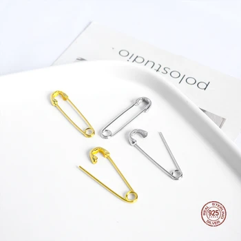 LKO 925 Sterling Silver Pin Paper Clip Trendy Hoop Earrings Pendants for Women Men Temperament Simplicity Jewelry Accessories