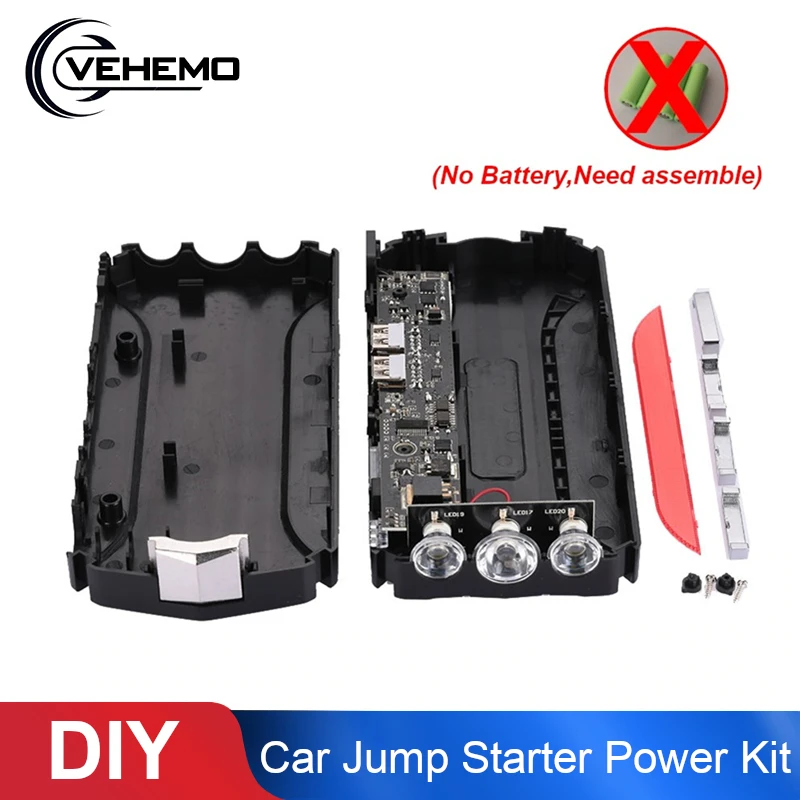Car Jump Starter Power Kit just shell Auto Emergency Power Bank LED Light USB SOS Booster Charger Power Supply Battery Charger portable car jump starter
