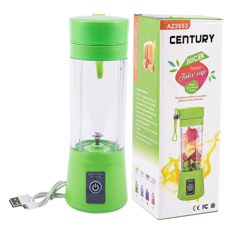 380Ml Usb Rechargeable Blender Mixer 2 Blades Juicer Bottle Cup Juice Citrus Lemon Vegetables Fruit Smoothie Squeezers Reamers