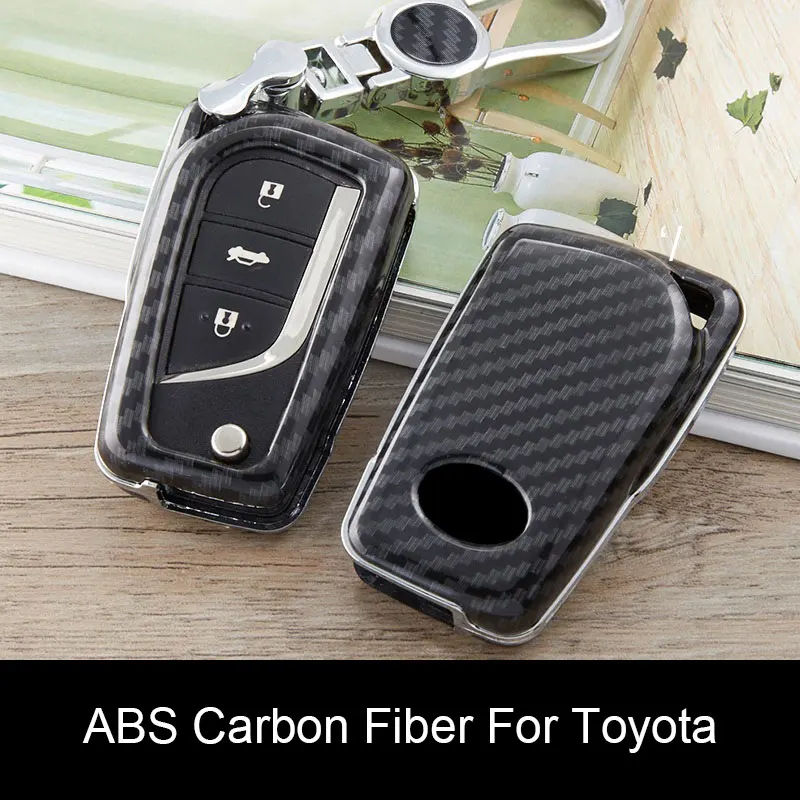 Чехол для автомобильных ключей из углеродного волокна Toyota Auris Corolla Avensis Verso Yaris Aygo