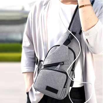 

Hot Selling Fashion Men Shoulder Bag USB Charge Anti Theft Security Waterproof Travel Man Crossbody Messenger Casual Bag -B5