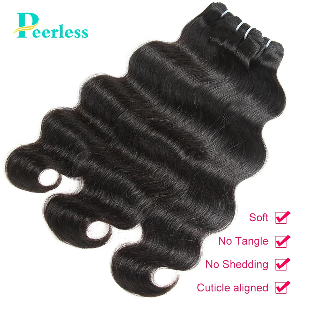 Перуанские волнистые волосы без косточек, 3 пряди, натуральный цвет, Необработанные необработанные человеческие волосы для наращивания