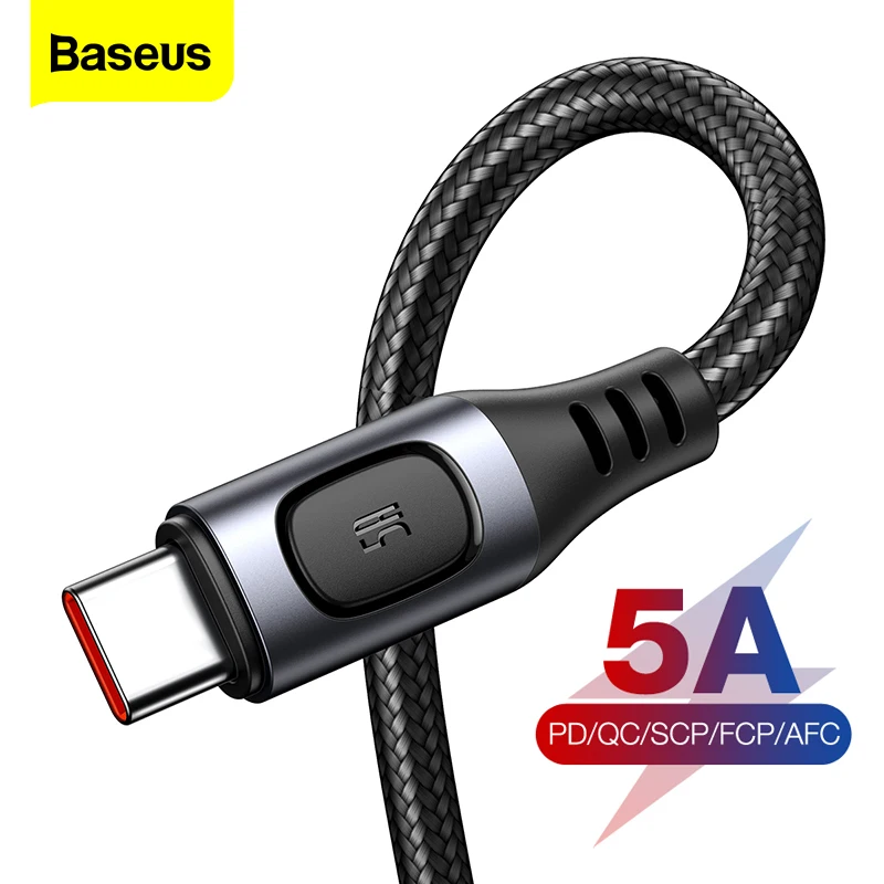 Кабель Baseus USB Type C 5A для Xiaomi mi Samsung Huawei Note usb кабель быстрой зарядки iPad Pro|Кабели