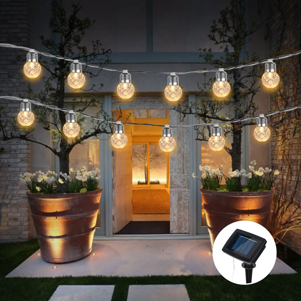 Guirnalda luces con forma de piña para exteriores, guirnalda luz redonda para jardín, decoración navideña, J50|Cadenas de iluminación| - AliExpress