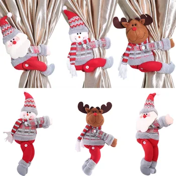 

Merry Christmas Curtain Holder Christmas Decorations for Home Santa Claus Xmas Curtain Ornaments New Year 2021 Noel Home Decor