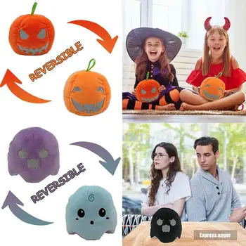 

Mood Reversible Ghost Soft Toy Emotion Ghost Double Sided Plush Reversible Pumpkin Plushie Doll Two-sided Flipo Flip Dwustronna