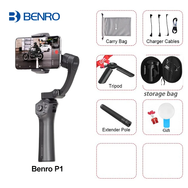 Синий Benro P1/p1s 3 оси ручной карданный смартфон стабилизатор для iPhone X huawei P20 samsung Gopro PK Snoppa Atom DJI OSMO Mobile 2 - Цвет: Синий
