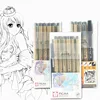 Pigment Liner Micron Pen Set Neelde Drawing Pen lot 005 01 02 03 04 05 08 1.0 Brush Art Markers Fineliner Sketching Pen 1