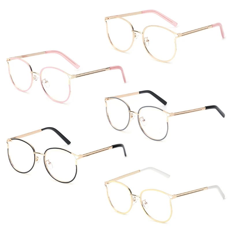 Оптические очки модные ретро кошачий глаз металлическая оправа прозрачные линзы для женщин и мужчин