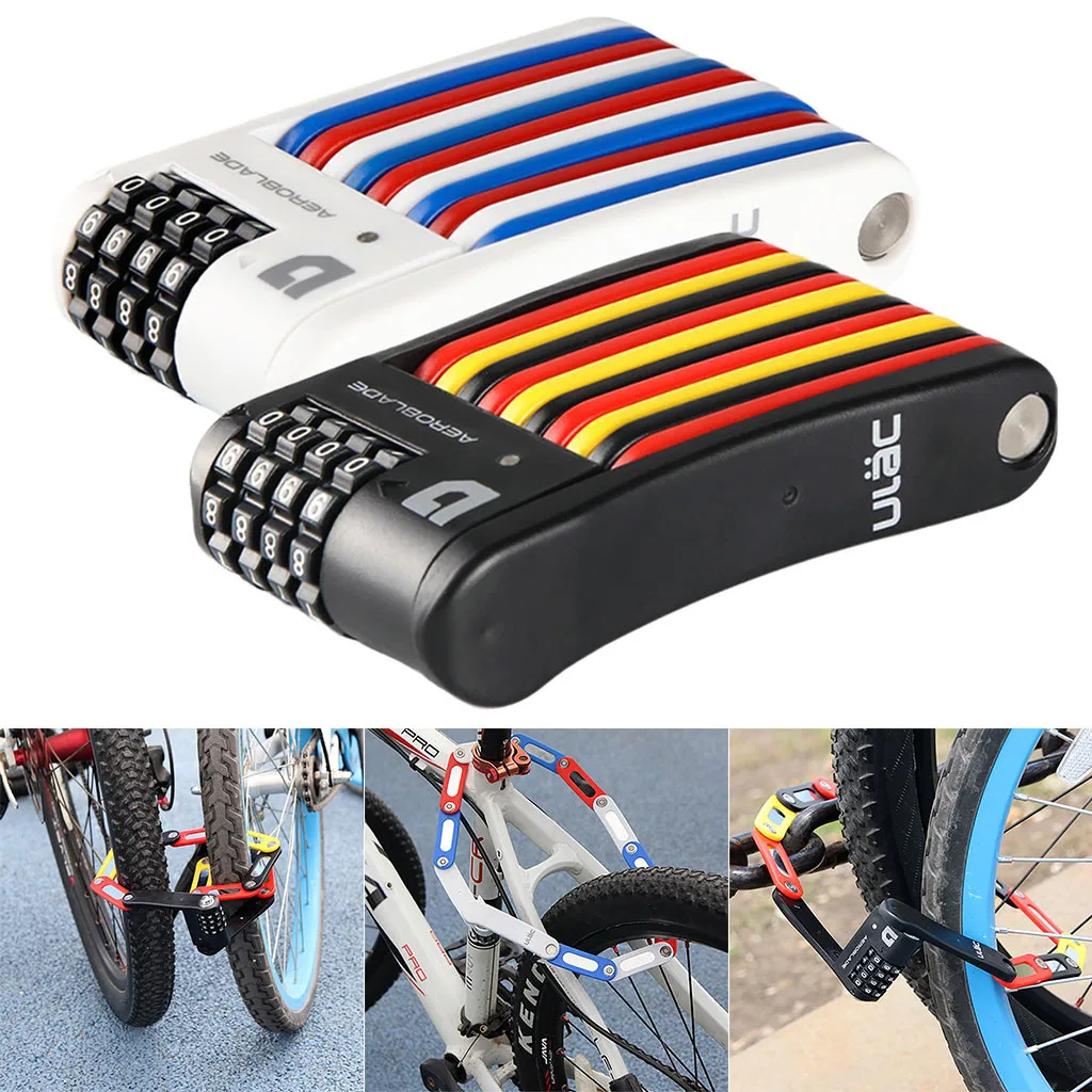

Road Bike Bicycle Motorcycle Security Folding Lock Anti-Theft Mini Password Lock Bicycle Lock 4 Digit Code Combination