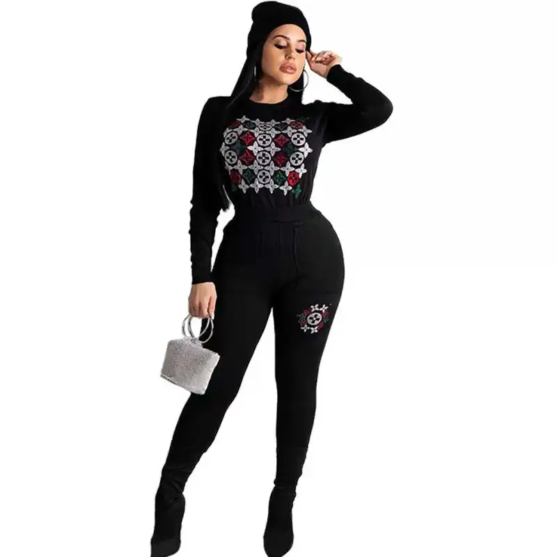 Ensemble Deux Pieces Pour Femmes Survetement Grande Taille Top Et Pantalon Diamant Mode Jogging Tenue Deux Pieces Aliexpress