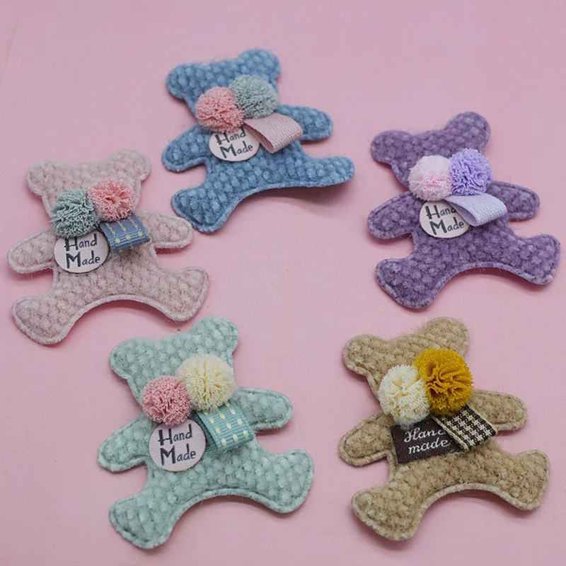 

10pcs/lot 5.5*6.8cm furry felt bear Pads Patches Appliques for Craft Clothes Sewing Supplies DIY Hair Clip Accessories