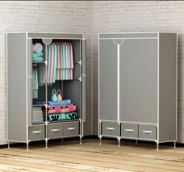 Non-Woven Fabrics Wardrobe Coffee Fabric Closet Portable Folding Dust-proof Waterproof Storage Cabinet Bedroom Home Furniture 15  112x45x170cm