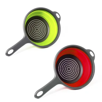 

Food Strainer Collapsible Silicone Colanders with Handle for Draining Veges