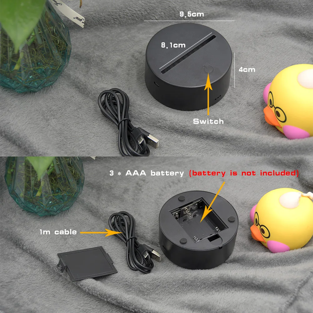 SOLOLANDOR индивидуальный 3D ночной Светильник USB 7 цветов основание DIY для свадьбы