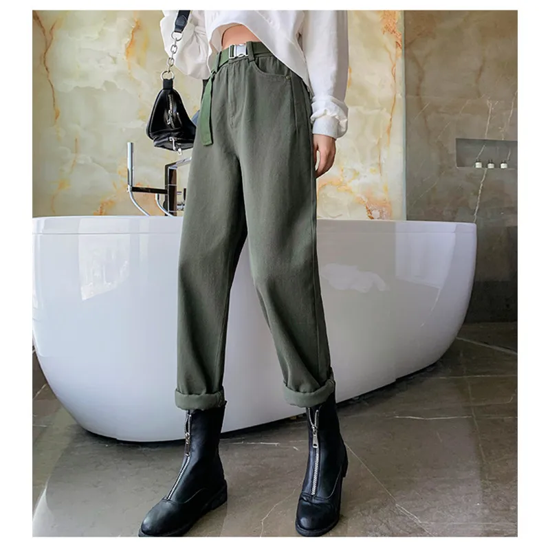 

JUJULAND Streetwear Cargo Pants Women Casual Joggers Black High Waist Loose Female Trousers Korean Style Ladies Pants 1106