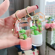 Стиль онлайн знаменитостей плавающий молочный динозавр жидкий кулон брелок бутылка для песка масло сумочка кулон