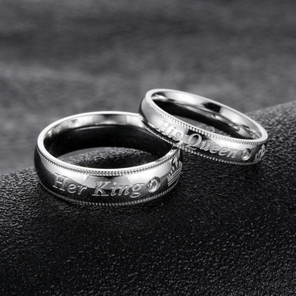 Ее король его королева горный хрусталь металлическая пара Романтические обручальные свадебные кольца для мужчин ювелирное женское кольцо подарок на день Святого Валентина