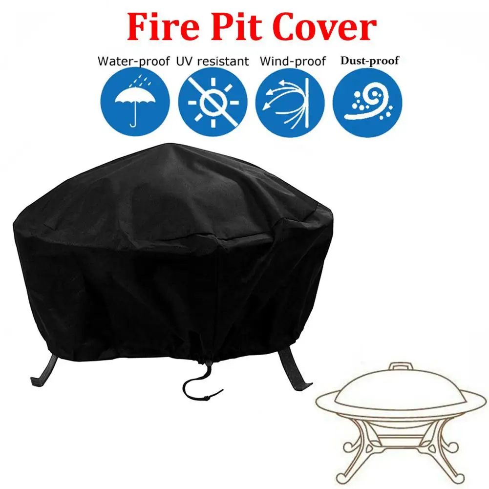 Oxford Cloth Round Fire Pit Cookware Cover Case Dust Waterproof And Weather Resistant Covers For Garden Outdoor Protective Cases