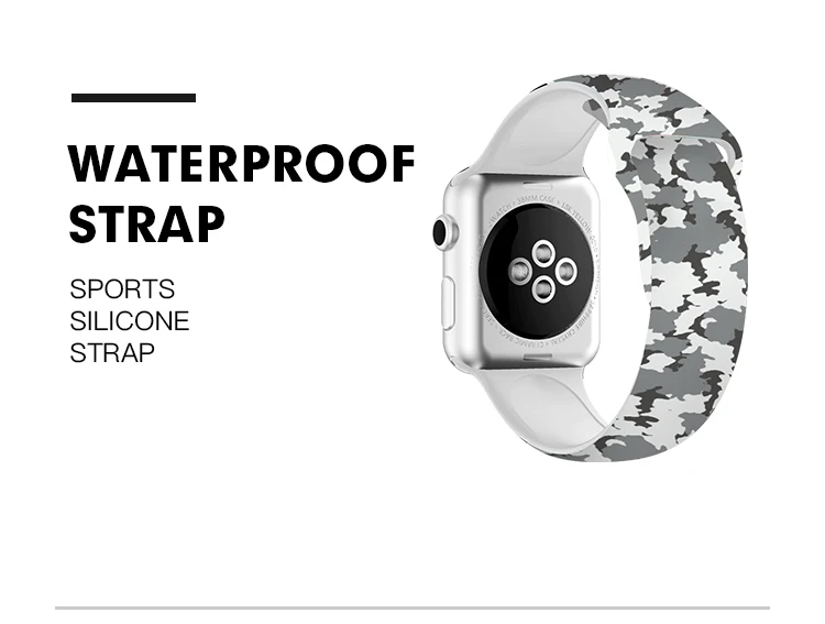Силиконовый ремешок для Iphone Watch Series 4 40 мм 44 мм Камуфляжный белый ремешок стиль женские и мужские браслеты 38 мм 42 мм для Iwatch 2 3