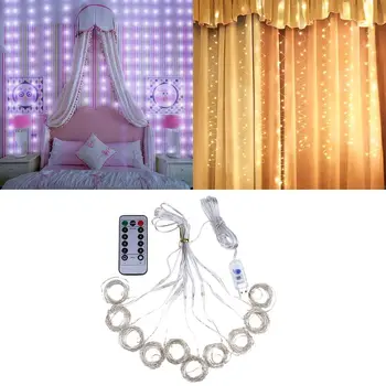 

200LEDs USB Curtain String Light Brass Wire LED 8 Modes Holiday Party Home Decor