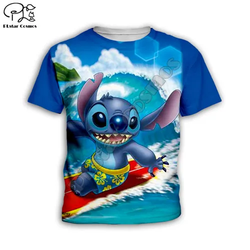 

Kids Sets Summer Suit Surfing Stitch Anime Toddler 3D Print tshirt Casual Shorts Children Tops Tees Cartoon boy girl t shirts