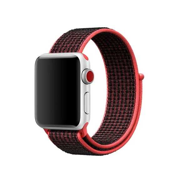 Цветной тканый нейлоновый ремешок для Apple Watch Band 5 4 40 мм 44 мм мягкая дышащая Спортивная петля для iWatch 3 2 1 38 мм 42 мм ремешок для часов - Цвет ремешка: red black
