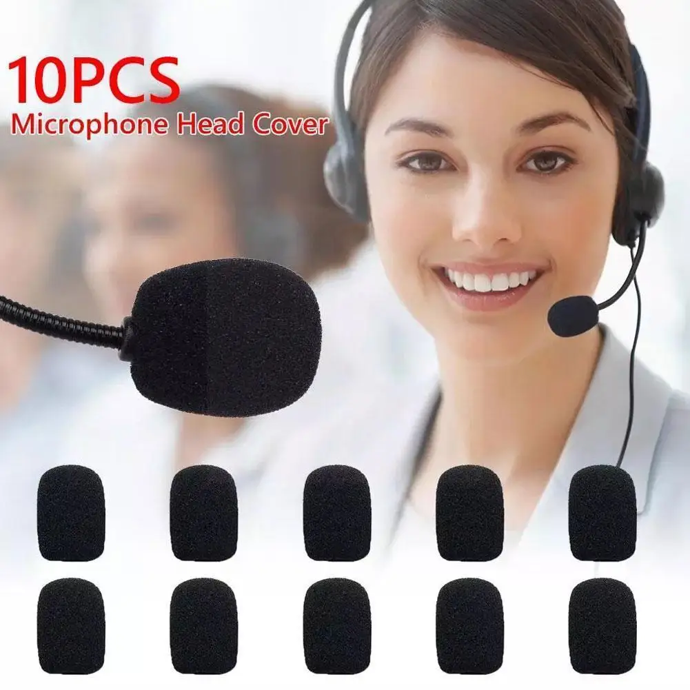 10 Pcs Black Mic Protector Replacement Headset Foam Cover Windshield