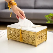 Cheap Paper tray iron table storage light luxury tissue box decoration home desktop living room coffee table cute Nordic creative