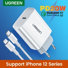 Ugreen-cargador rápido tipo C para iPhone, Cargador USB tipo C de 20W, QC4.0, para iPhone 12 X Xs, 8 teléfono Xiaomi