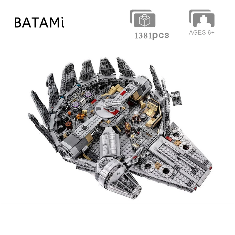 Najtaniej Model klocki do budowy zestaw zabawek 1381 sztuk 05007 Wars zestaw Millennium Falcon 6 Building Brick Minfigure świąteczne zabawki prezentowe dla dzieci