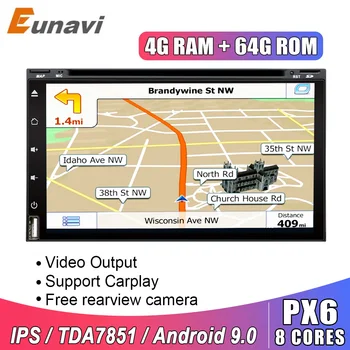 

Eunavi 2 din universal android 9.0 car dvd radio multimedia player 2din stereo GPS Navigation headunit IPS TDA7851 in dash WIFI