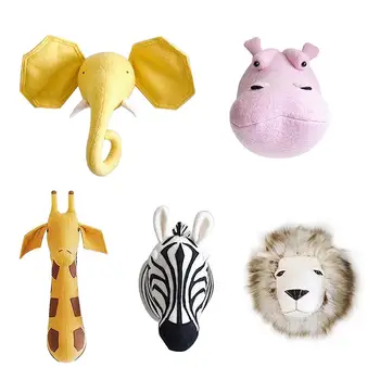 

Animal Wall Mount Child Room Kindergarten Wall Decoration Swan Zebra Lion ElephantHanging Mount Princess Plush Toy