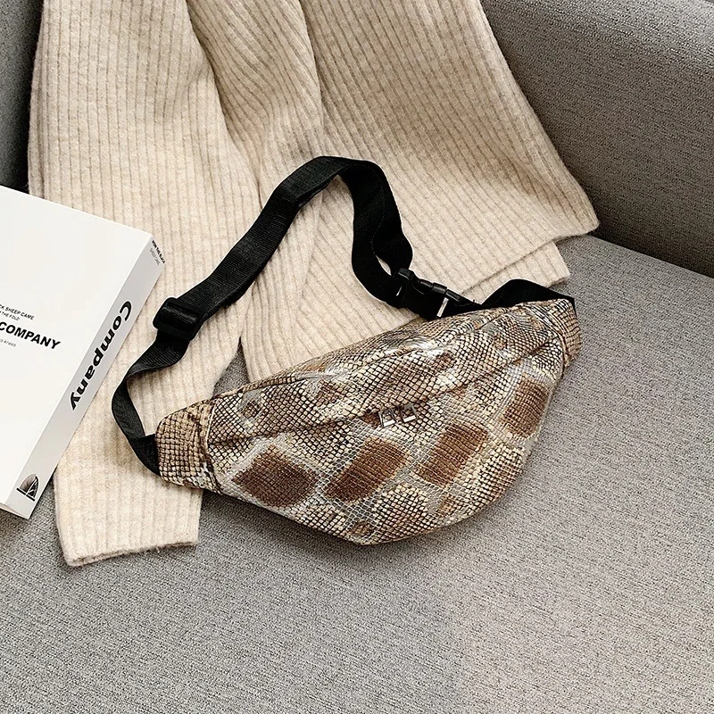 BXX Sac/ Женская поясная сумка, женская новая модная поясная сумка, Мини диско, змеиный эффект, контрастная поясная сумка, нагрудная сумка, ZA2298 - Цвет: coffee