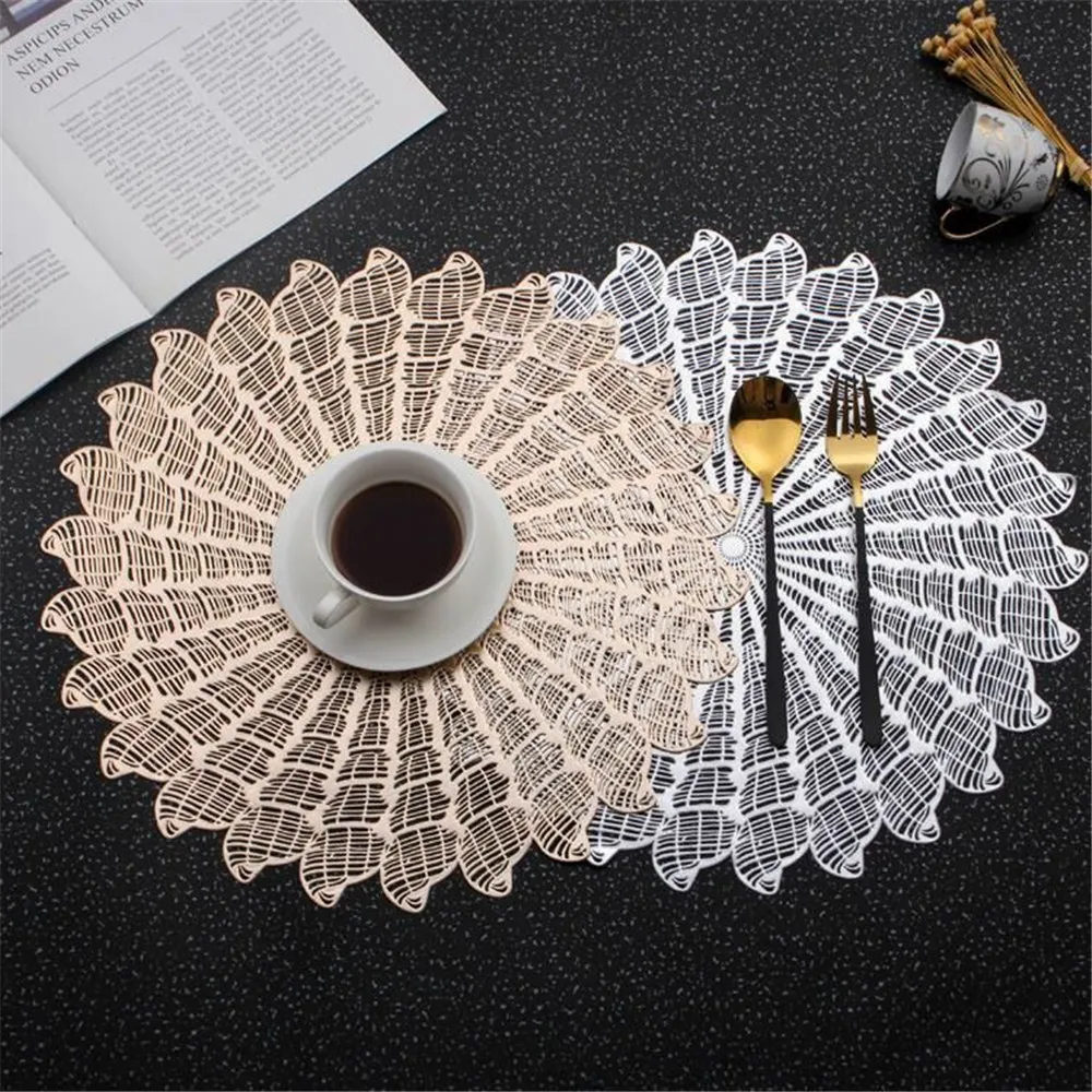 Placemat For Dining Table Coasters Round Pvc Hollow Heatinsulated