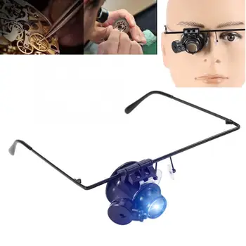 

20X Magnification Single Eyeglass Magnifying Jeweler Eye Glasses Loupe Watch Repair Magnifier LED Light Tattoo Accesories