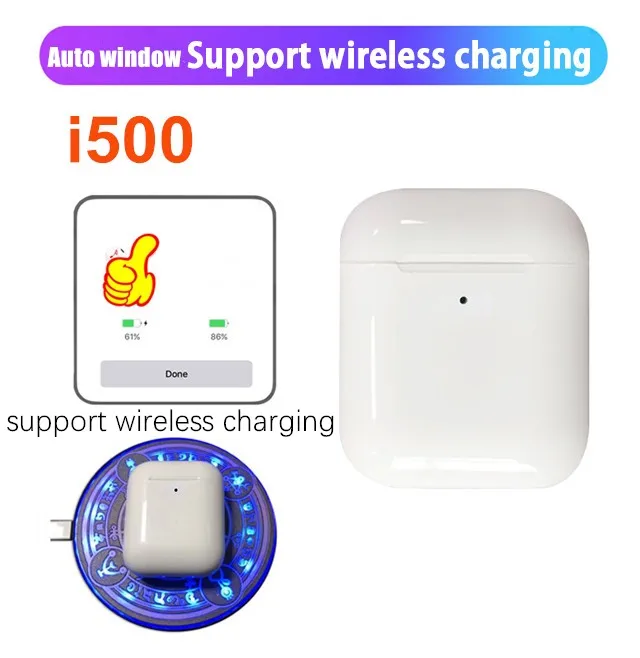I500 TWS AP2 1:1 беспроводные наушники Bluetooth 5 0 супер бас настоящая батарея не W1 H1 чип pk i20