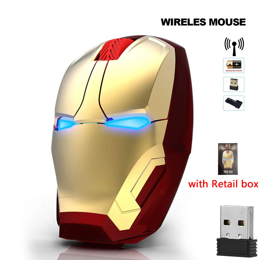 Cool Wireless Iron Man Mouse Mice Ergonomic 2.4G Portable Mobile Computer Click Optical USB Receiver for PC Laptop Mac Book usb wireless mouse Mice