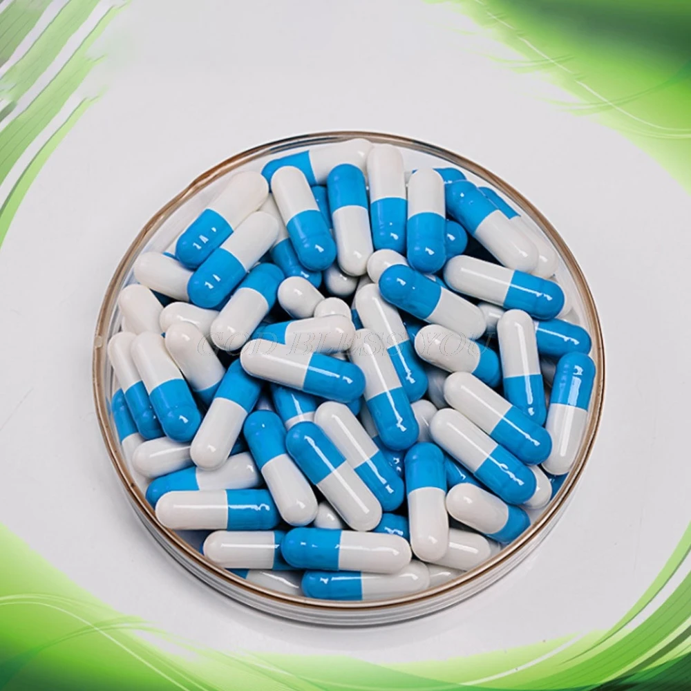 1000 шт сине-белые пустые твердые желатиновые капсулы Размер лекарственные таблетки капсулы витамины личное здоровье таблетки для лечения случаев разветвители