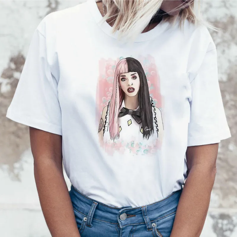 Ladies summer casual short sleeves Cry Baby Melanie Martinez Printed Fashion Tops O Neck T-Shirt Funny Harajuku Aesthetic | Женская