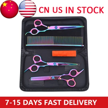 

7 inch Cutting Thinning Styling Tool Set Hair Scissors Stainless Steel Salon Hairdressing Shears Flat Teeth Pet Hair Cutting