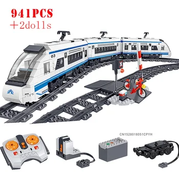 

City RC Train Rail Technic Battery Powered Electric High-speed Railway Building Blocks Bricks Children Educational Toys Gifts