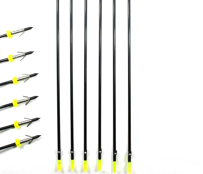 Online 3 6 12 stücke Angeln Schwarz Faser Glas Welle Pfeile Jagd Fisch Ziel Pfeile für 20 65 £ Verbindung Bogen