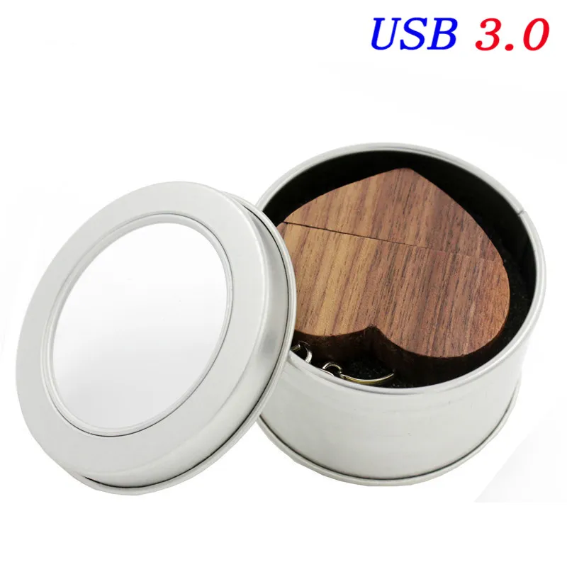 SHANDIAN USB флеш-накопитель с деревянным сердцем 64 ГБ 32 ГБ 16 ГБ 8 ГБ 4 ГБ u-диск USB 3,0 карта памяти Фотография Свадебные подарки - Цвет: walnut Mbamboo box