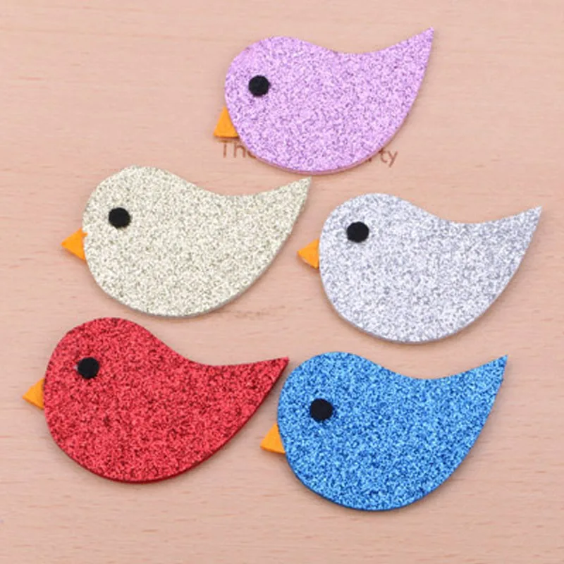 5pcs/Lot Glitter Kawaii Animal Bird Patch Stikers Cute Jewelry DIY Garement Hair Jewelry headband Clip Headwear Decoration 70mm