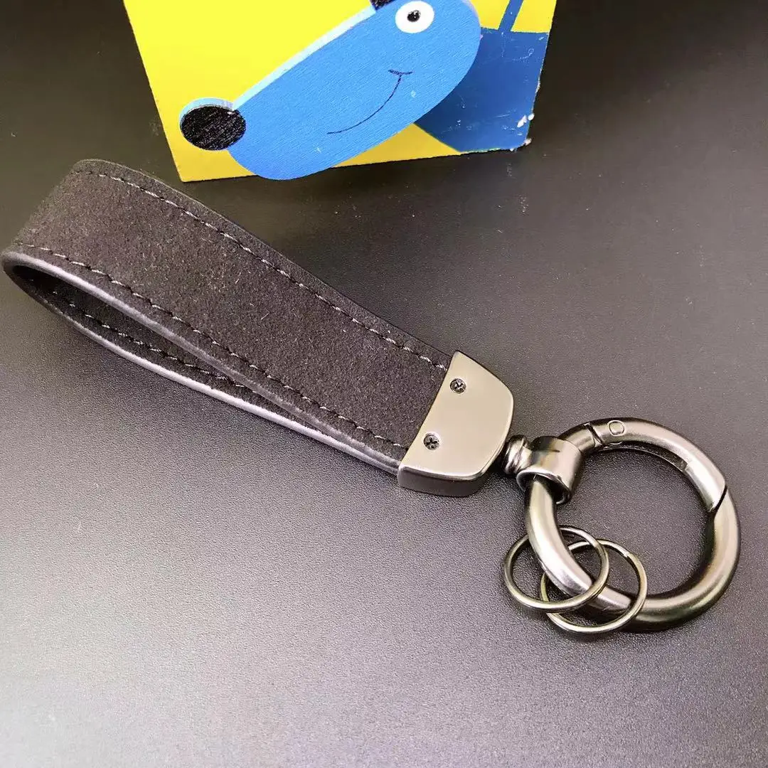 Car Rings Key Chain Leather Horseshoe Keychain Car Keyring For Sline RS AMG R For Benz For Toyota V W Car Accessories Gift