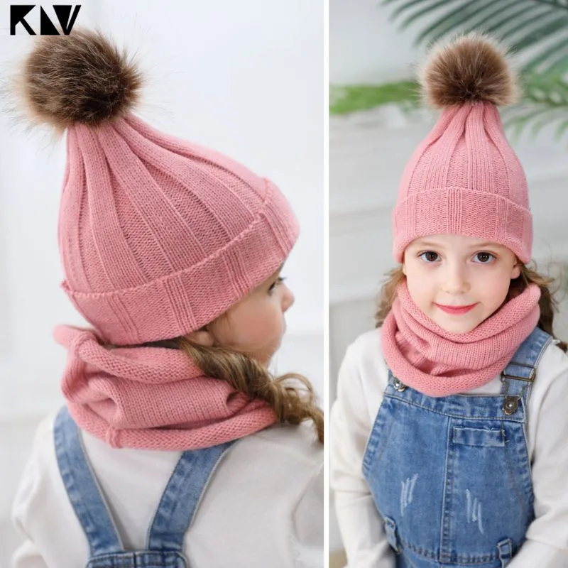 2pcs/set Fashion Newborn Baby Hats Knitted Warm Pom Round Machine Cap Protects Ear Bonnet Winter Caps + Scarf Suits | Детская одежда и
