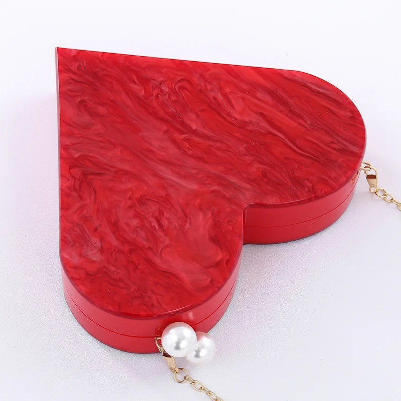 New heart-shaped portable fashion joker evening bag banquet bag lady's acrylic clutch bag